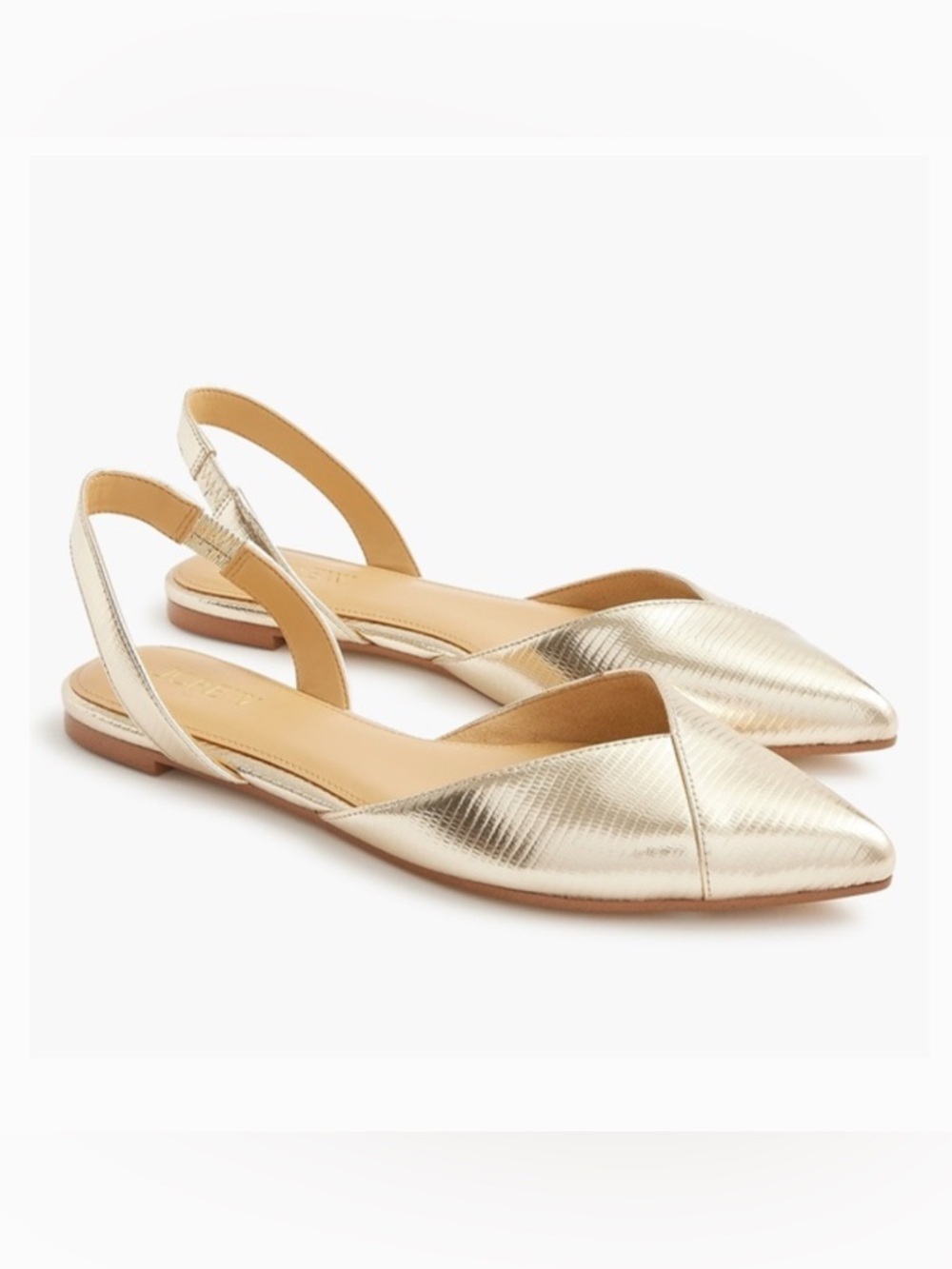 J. Crew Metallic Gold Pointed Slingback Flats